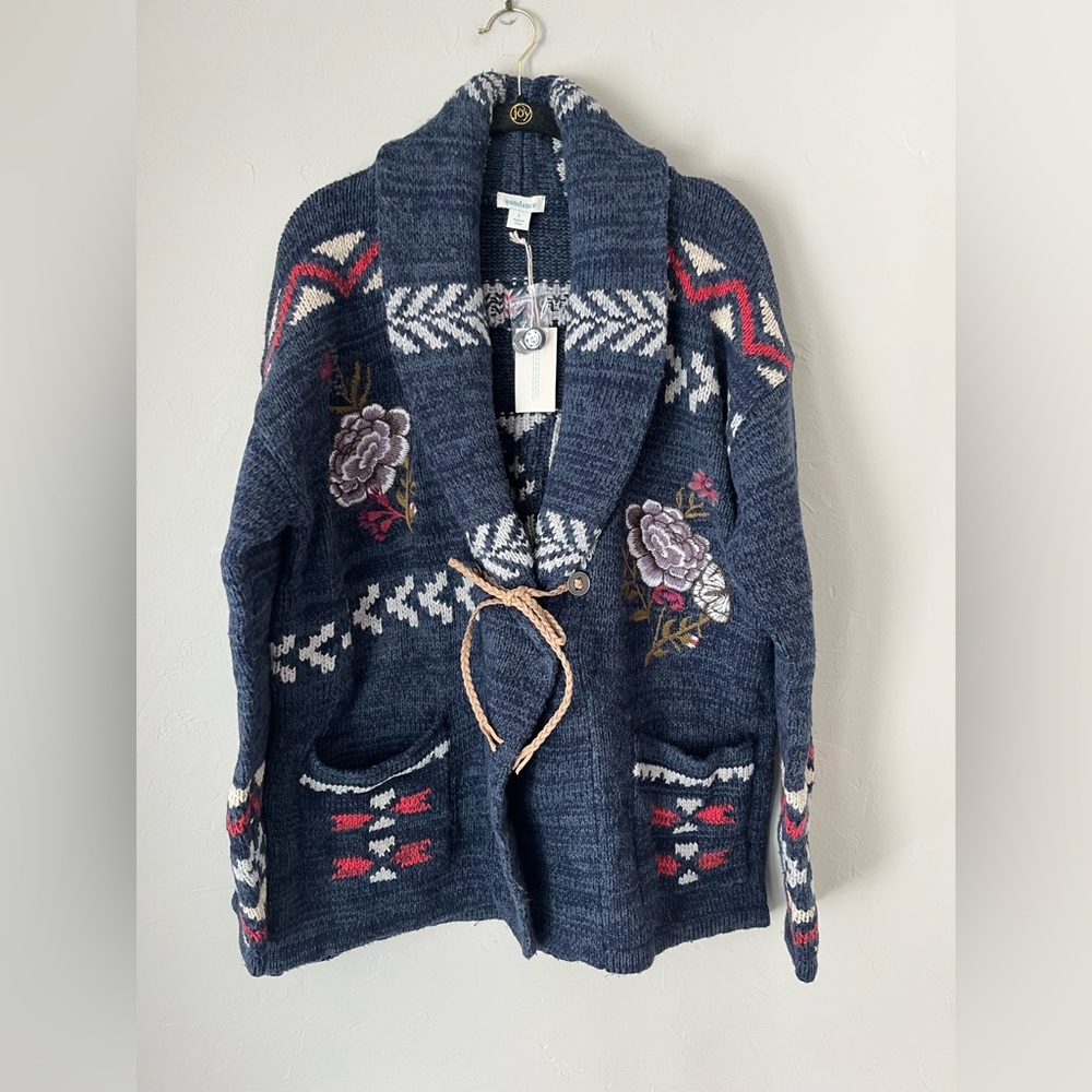 🌺SUNDANCE KATIA HERITAGE CARDIGAN IN INDIGO L - Picture 9 of 12